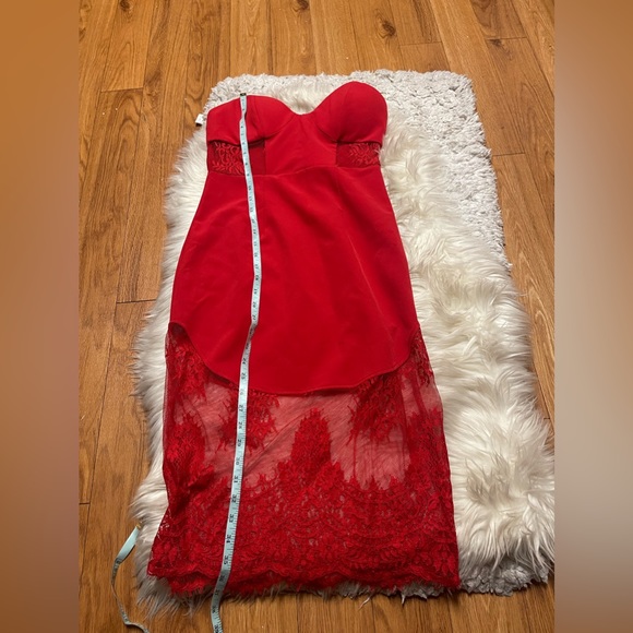 NBD Picture Me Red Lace Midi Dress Sweetheart - Picture 5 of 11